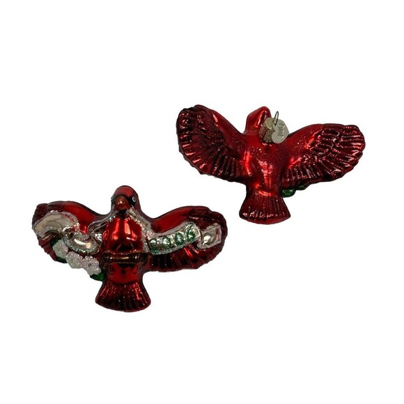 2 Old World Christmas 2006 Red  Cardinal Glass Ornaments Christmas Flying - Picture 1 of 15